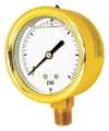 Pic Gauges Pressure Gauge, 0 to 30 psi, 1/4 in MNPT, Brass, Gold 601L-254C