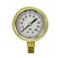 Pic Gauges Pressure Gauge, 0 to 100 psi, 1/4 in MNPT, Brass, Gold 601L-254E