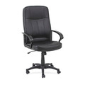Lorell Leather Executive Chair, 17-3/4" to 21-1/4", Open Loop Arms, Black LLR60120
