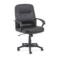 Lorell Managerial Chair, Leather, 17-1/2" Height, Open Loop Arms, Black LLR60121