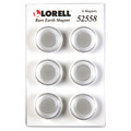 Lorell Round Cap Rare Earth Magnets, Round, PK6 LLR52558