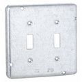 Raco Electrical Box Cover, 2 Gang, Square, Steel, Toggle Switch 881RAC