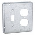 Raco Electrical Box Cover, Square, Steel, Duplex Receptacle and Toggle Switch 876