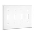 Taymac 4-Toggle Standard Wall Plates, Number of Gangs: 4 Metal, Smooth Finish, White WW-TTTT