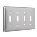 Taymac 4-Toggle Standard Wall Plates, Number of Gangs: 4 Metal, Stainless Steel WSS-TTTT