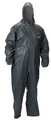 Lakeland Hooded Chemical Resistant Coveralls, Gray, Pyrolon CRFR, Zipper LS51130-4X