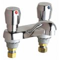 Chicago Faucet Metering 4" Mount, 2 Hole Hot And Cold Water Metering Sink Faucet, Chrome plated 802-VE2805-665ABCP