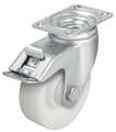 Zoro Select Swivel Plate Caster, Nylon, 4 in., 400 lb., Zinc L-PO 100G-12-FI