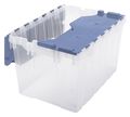 Akro-Mils Attached Lid Container, Clear/Blue 66486FILEB