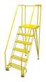 Cotterman 90 in H Steel Tilt and Roll Ladder, 6 Steps, 350 lb Load Capacity 6STR26A6E20B8C2P6