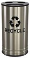 Tough Guy 14 gal Round Recycling Bin, Open Top, Silver, Steel, 3 Openings 22N279