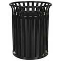 Zoro Select 35 gal Round Trash Can, Black, 26 in Dia, None, Steel 22N327