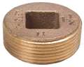 Zoro Select Brass Countersink Plug, MNPT, 1/2" Pipe Size 22UL64
