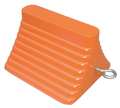 Zoro Select Wheel Chock, Molded Rbr w/Stl Grab, Orange 22XW71