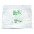 Reloc Zippit Reclosable Poly Bag 4-MIL, 16"x 20", Clear 4R1620
