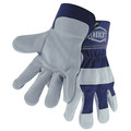 Pip Lthr Palm Gloves, Cowhide, Wte/Gray, X, PK12 IC5/XL