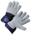 Pip Lthr Palm Gloves, Cowhide, Blu/Gray, X, PK12 IC6/XL
