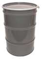 Zoro Select Open Head Transport Drum, Steel, 55 gal, Lined, Gray OH55-3R-GY