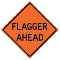 Eastern Metal Signs And Safety Flagger Ahead Traffic Sign, 36 in H, 36 in W, Vinyl, Diamond, English, 669-C/36-MFO-FA 669-C/36-MFO-FA