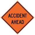 Eastern Metal Signs And Safety Accident Ahead Traffic Sign, 36 in H, 36 in W, Vinyl, Diamond, English, 669-C/36-NRVFO-AA 669-C/36-NRVFO-AA