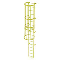 Tri-Arc 16 ft. Ladder, Standard Fixed Cage, Steel, 17-Rung, Steel, 17 Steps, Safety Yellow Finish WLFC1117-Y