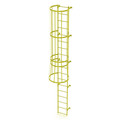 Tri-Arc 17 ft. Ladder, Standard Fixed Cage, Steel, 18-Rung, Steel, 18 Steps, Safety Yellow Finish WLFC1118-Y
