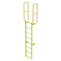Tri-Arc 10 ft. 6" Ladder, Walk-Thru Fixed, Steel, 8-Rung, Steel, 8 Steps, Top Exit, Safety Yellow Finish WLFS0208-Y