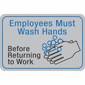 Partners Brand Employees Must Wash Hands, Sign, 6x9", 6" Width, 1/8" Plastic SN213