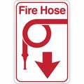 Partners Brand Fire Hose, Facility Sign, 9"x6", 9" Width, 1/8" Plastic SN402