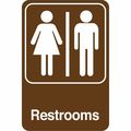 Partners Brand Men/Women Restrooms, Facility Sign, 9"x6", 9" Width, 1/8" Plastic SN400