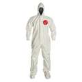 Dupont Hooded Chemical Resistant Coveralls, 6 PK, White, Tychem(R) 4000, Zipper SL122TWHMD0006BN
