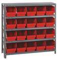 Quantum Storage Systems Steel Bin Shelving, 36 in W x 39 in H x 12 in D, 5 Shelves, Red 1239-202RD