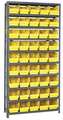 Quantum Storage Systems Steel Bin Shelving, 36 in W x 75 in H x 12 in D, 10 Shelves, Yellow 1275-202YL