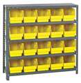 Quantum Storage Systems Steel Bin Shelving, 36 in W x 39 in H x 12 in D, 5 Shelves, Yellow 1239-202YL