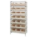 Quantum Storage Systems Steel, Polypropylene Bin Shelving, 36 in W x 74 in H x 21 in D, 8 Shelves, Ivory WR8-485IV