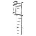 Tri-Arc 10 ft Fixed Ladder with Safety Cage, Steel, 11 Steps, Top Exit, Gray Powder Coated Finish WLFC1111