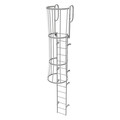 Tri-Arc 17 ft Fixed Ladder with Safety Cage, Steel, 14 Steps, Top Exit, Gray Powder Coated Finish WLFC1214