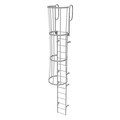 Tri-Arc 18 ft Fixed Ladder with Safety Cage, Steel, 15 Steps, Top Exit, Gray Powder Coated Finish WLFC1215