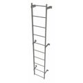 Tri-Arc 9 ft Fixed Ladder, Steel, 10 Steps, Top Exit, Gray Powder Coated Finish, 500 lb Load Capacity WLFS0110