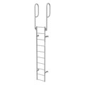 Tri-Arc 13 ft Fixed Ladder, Steel, 10 Steps, Top Exit, Gray Powder Coated Finish, 500 lb Load Capacity WLFS0210