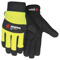 Mcr Safety Hi-Vis Cold Protection Mechanics Gloves, XL, Black/Yellow, Silicone Dots, Fabric 926XL