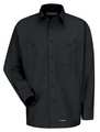 Dickies Long Sleeve Shirt, Black, Polyester/Cotton WS10BK RG L