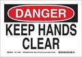 Brady Danger Sign, 7 in Height, 10 in Width, Plastic, Rectangle, English 116144