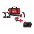 Milwaukee Tool Cordless Combination Kit, 18.0V, 4 Tools 2696-24, 48-11-1850