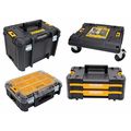 Dewalt TSTAK Rolling Tool Box Set, Plastic, Black/Yellow, 13 in W x 4-1/2 in D x 5 in H 42NM53