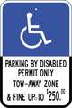 Zing Handicap Parking Sign, S. Florida, 18X12 2686