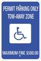Zing Handicap Parking Sign, 12" W, 18" H, English, Aluminum 2687