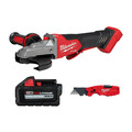 Milwaukee Tool M18 FUEL Grinder + XC6.0 Battery + Knife 2886-20, 48-11-1865, 48-22-1505