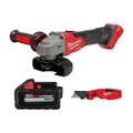 Milwaukee Tool M18 FUEL Grinder + XC6.0 Battery + Knife 2889-20, 48-11-1865, 48-22-1505