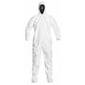 Dupont Hooded Disposable Coveralls, 25 PK, White, High Density Spunbond Polyethylene, Zipper IC105SWHLG002500